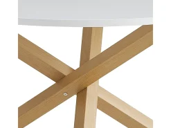 Mesa de comedor redonda blanca de 120 cm con patas cruzadas Rimu