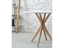 Mesa de comedor redonda 80cm Jubi Marrón Beige | Pata de fresno
