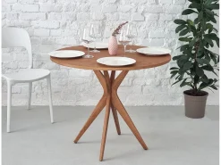 Mesa de comedor redonda 70 cm Jubi fresno teñido nogal