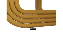 Mesa de comedor redonda con tablero chapado en mármol blanco y 1 estante con pata, estructura de metal dorado - 80x80x76cm