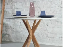 Mesa de comedor redonda 90cm Jubi Blanco Tiza | Pata de fresno
