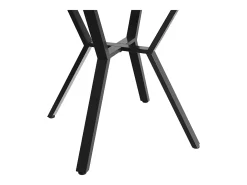 Mesa de comedor redonda con tablero chapado en mármol blanco y patas cruzadas de metal negro - 100x100x75cm