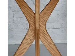 Mesa de comedor redonda 80cm Jubi Blanco Tiza | Pata de fresno teñida de roble