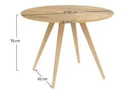 Mesa de comedor redonda de madera clara, 4 personas - Liwa