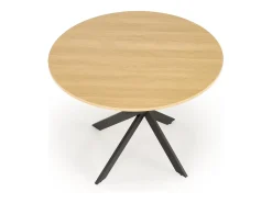Mesa de comedor redonda de 100 cm con tablero de roble dorado y patas negras EDGAR