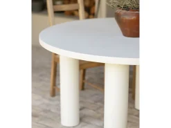 Mesa de comedor redonda de microcemento en tono blanco roto DECOWOOD de Ø160x75cm - LUCÍA - DECOWOOD