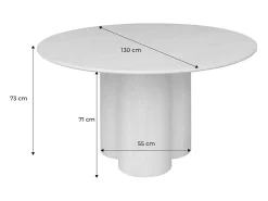 Mesa de comedor redonda de madera de hevea con 4 plazas, 130cm natural