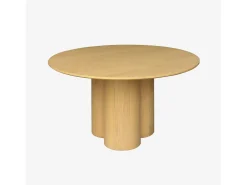 Mesa de comedor redonda de madera de hevea con 4 plazas, 130cm natural