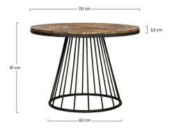 Mesa de comedor redonda de madera de cedro, 5 personas - Pralus