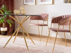 Mesa de comedor redonda de diseño de 80 cm con tablero de cristal Puppis
