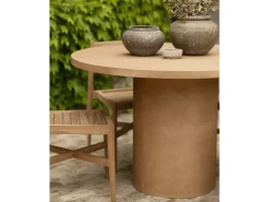 Mesa de comedor redonda de microcemento en tono terracota DECOWOOD de Ø140x75cm - LUCÍA - DECOWOOD
