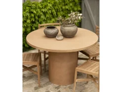 Mesa de comedor redonda de microcemento en tono terracota DECOWOOD de Ø140x75cm - LUCÍA - DECOWOOD
