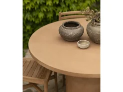 Mesa de comedor redonda de microcemento en tono terracota DECOWOOD de Ø140x75cm - LUCÍA - DECOWOOD