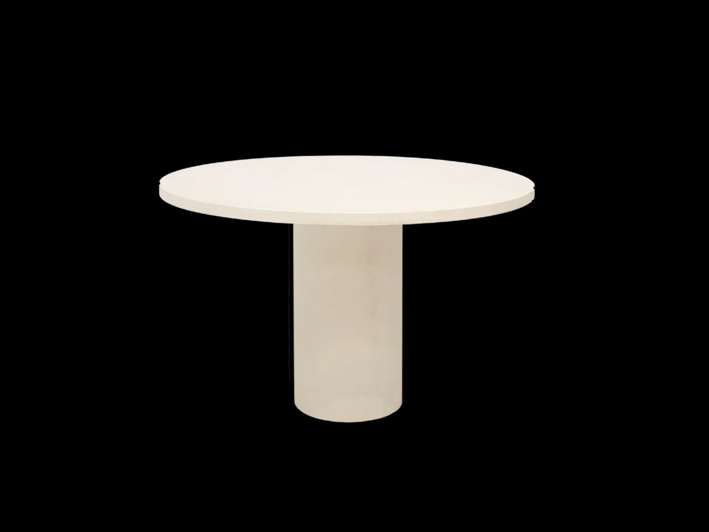 Mesa de comedor redonda de madera maciza tono roble medio y patas de microcemento en tono terracota DECOWOOD de Ø120x75cm - LUCÍA - DECOWOOD
