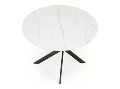 Mesa de comedor redonda de 100 cm con tablero de mármol blanco y patas negras EDGAR 2