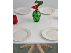 Mesa de comedor redonda extensible 90cm Jubi Blanca | Pata de fresno
