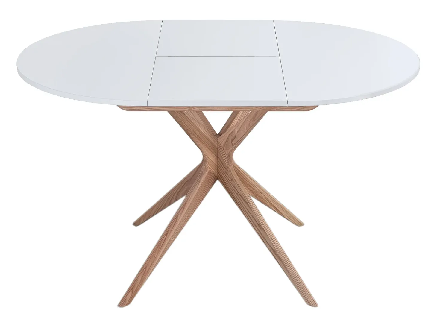 Mesa de comedor redonda extensible 90cm Jubi Blanca | Pata de fresno