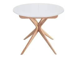 Mesa de comedor redonda extensible 90cm Jubi Blanca | Pata de fresno