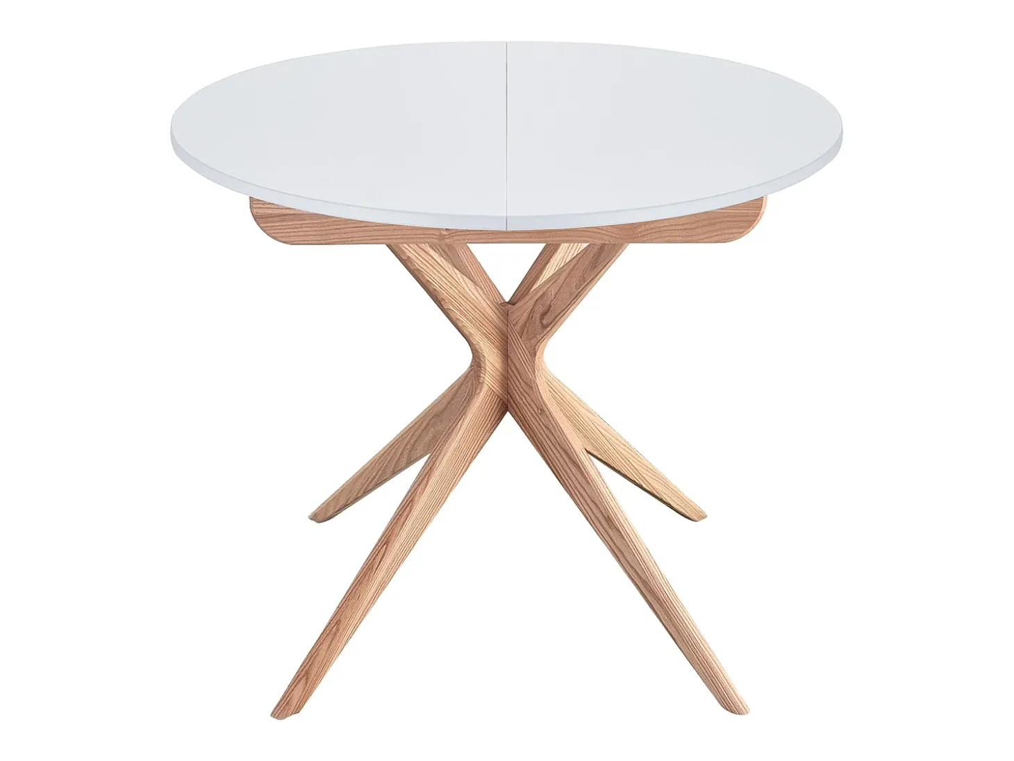 Mesa de comedor redonda extensible 90cm Jubi Blanca | Pata de fresno