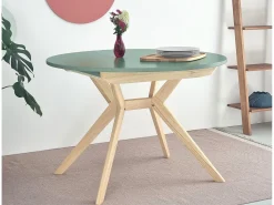 Mesa de comedor redonda extensible 110cm Biju Verde Salvia Roble