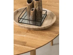 Mesa de comedor redonda extensible Kundy de 93 a 123 cm en madera maciza de roble