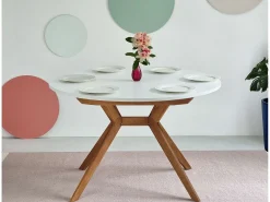 Mesa de comedor redonda extensible 110cm Biju Blanca