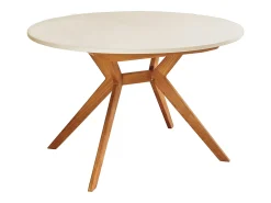 Mesa de comedor redonda extensible 110cm Biju Blanco Tiza Roble
