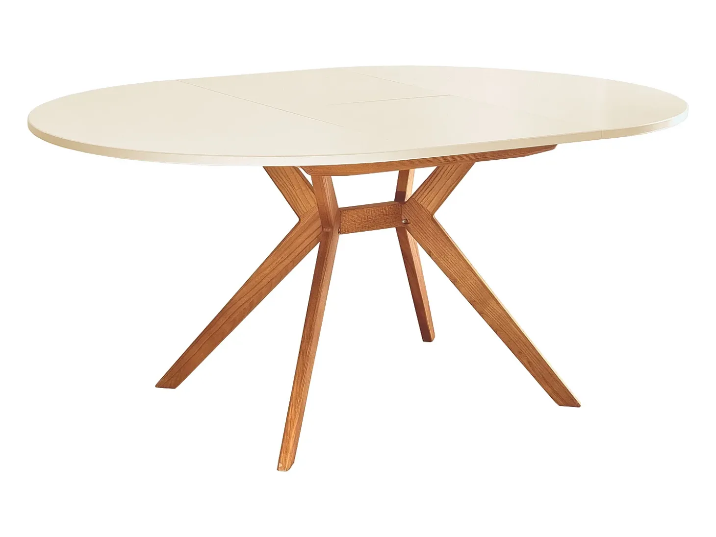 Mesa de comedor redonda extensible 110cm Biju Blanco Tiza Roble