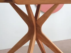 Mesa de comedor redonda extensible 100cm 5 personas Jubi Blanca | Pata de fresno teñida de roble
