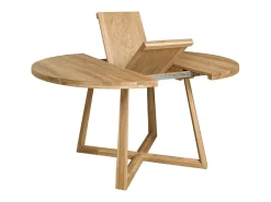 Mesa de comedor redonda extensible de 100 a 130 cm en madera maciza de roble Mobalpy