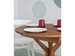 Mesa de comedor redonda extensible 90cm Jubi Nogal