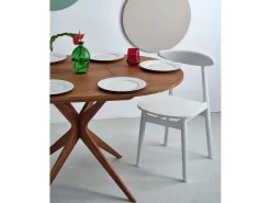 Mesa de comedor redonda extensible 90cm Jubi Nogal