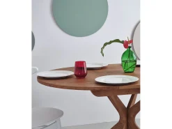 Mesa de comedor redonda extensible 90cm Jubi Nogal