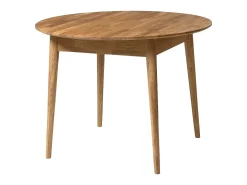 Mesa de comedor redonda extensible de 100 a 130 cm en madera maciza de roble Kundy