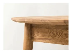 Mesa de comedor redonda extensible de 100 a 130 cm en madera maciza de roble Kundy