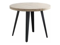 Mesa de comedor redonda extensible de 76x100x100-180 cm de madera clara Skadi