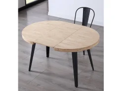 Mesa de comedor redonda extensible de 76x100x100-180 cm de madera clara Skadi