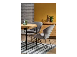 Mesa de comedor redonda extensible de 100-300 cm con tablero chapado en roble y patas de metal AYA