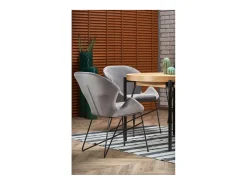 Mesa de comedor redonda extensible de 100-300 cm con tablero chapado en roble y patas de metal AYA