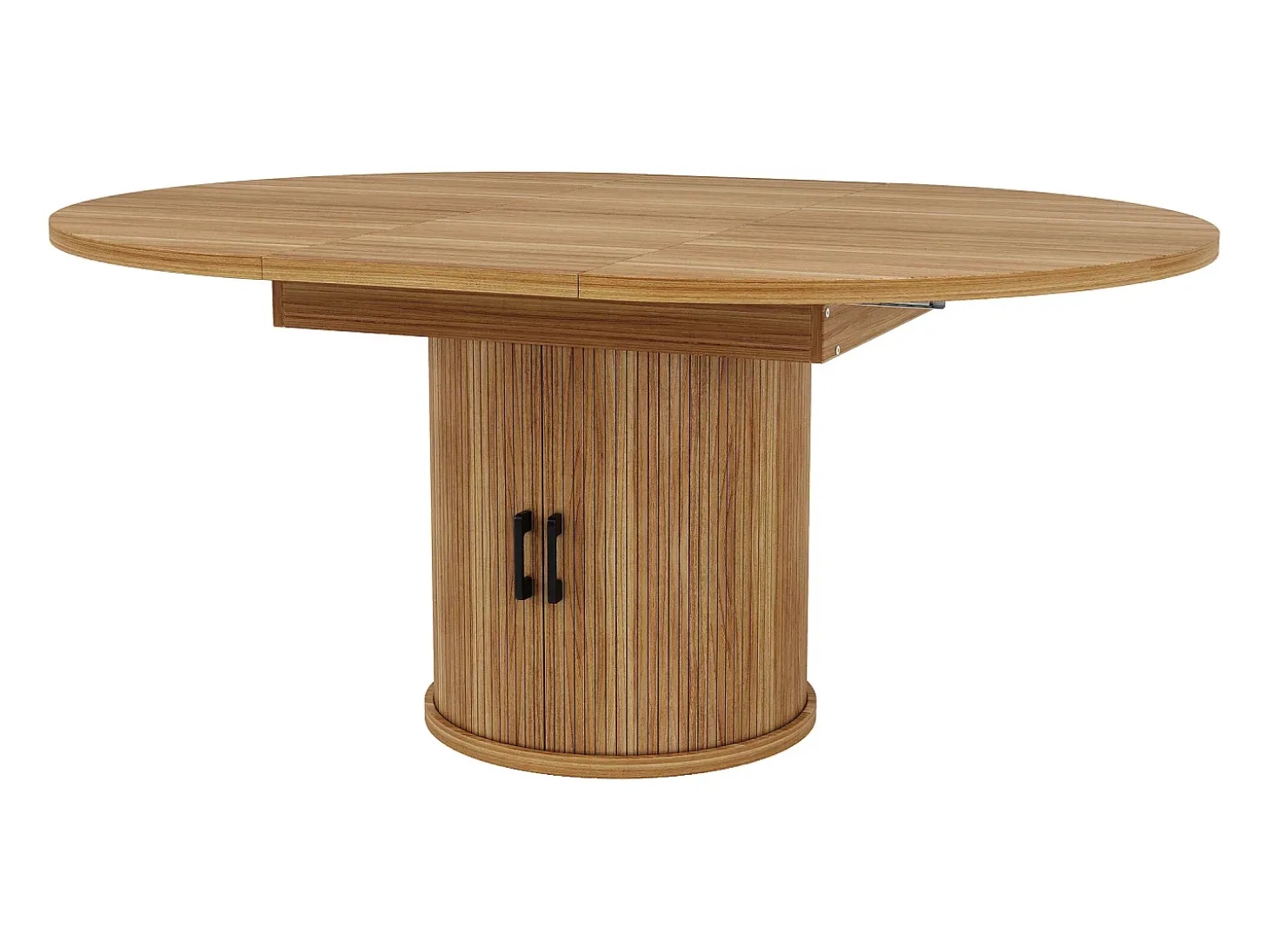 Mesa de comedor redonda extensible - Mesa extensible con 2 puertas y 6 patas ajustables - nogal - para comedor y sala de estar