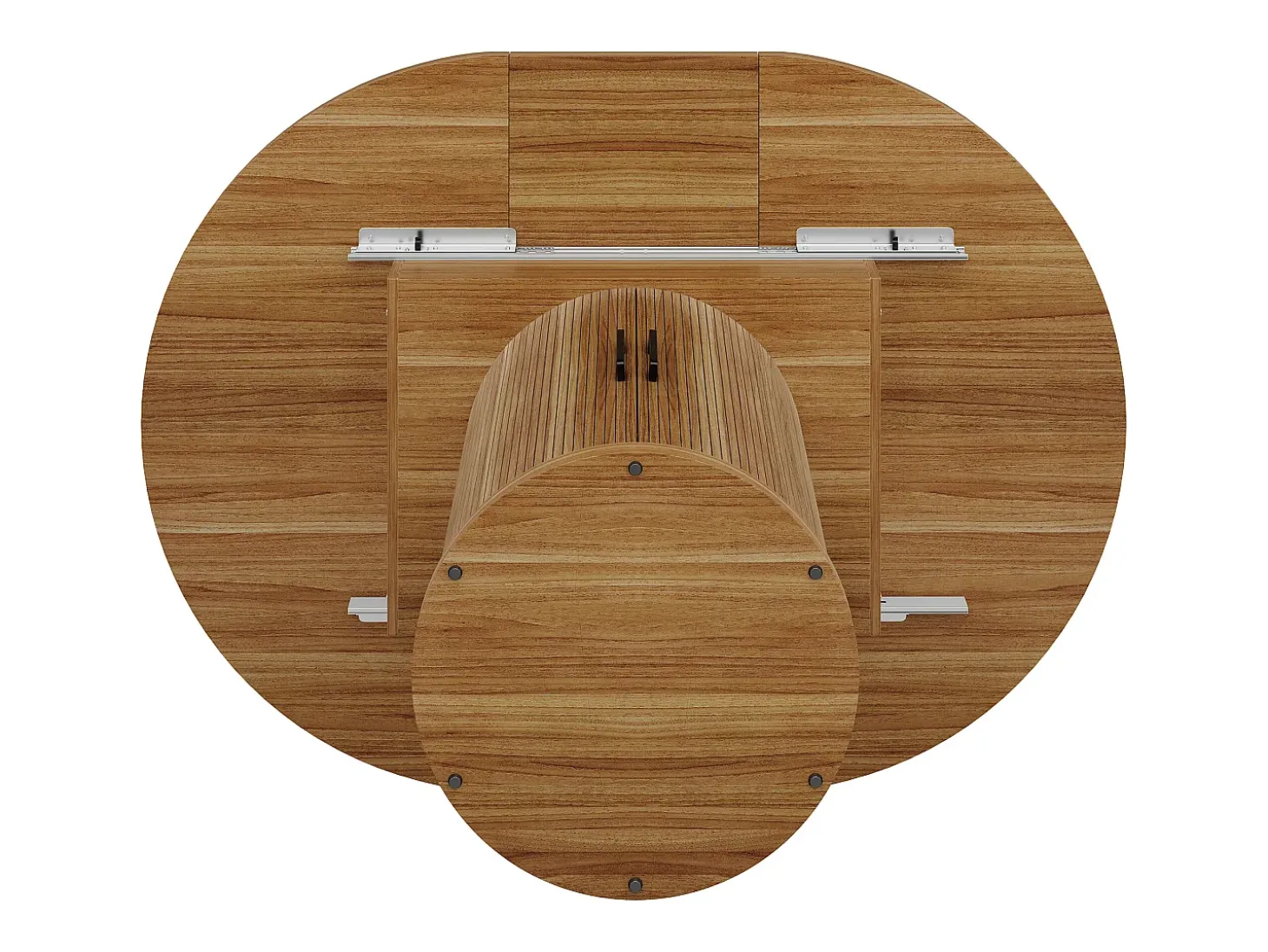 Mesa de comedor redonda extensible - Mesa extensible con 2 puertas y 6 patas ajustables - nogal - para comedor y sala de estar