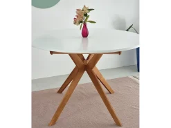 Mesa de comedor redonda extensible 110cm Biju Marrón Beige Roble