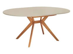 Mesa de comedor redonda extensible 110cm Biju Marrón Beige Roble
