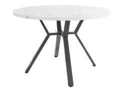 Mesa de comedor redonda moderna y sencilla, 100 x 75 cm, aspecto mármol, con base de metal, color negro