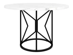Mesa de comedor redonda moderna para 4-6 personas - patas de metal negro - blanco (100x100x76 cm)