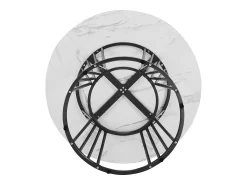 Mesa de comedor redonda para 4 a 6 personas - P 100 x A 75 cm - Madera MDF y metal - Motivo mármol - Blanco + negro