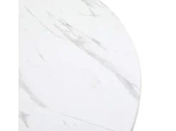 Mesa de comedor redonda para 4 a 6 personas - P 100 x A 75 cm - Madera MDF y metal - Motivo mármol - Blanco + negro