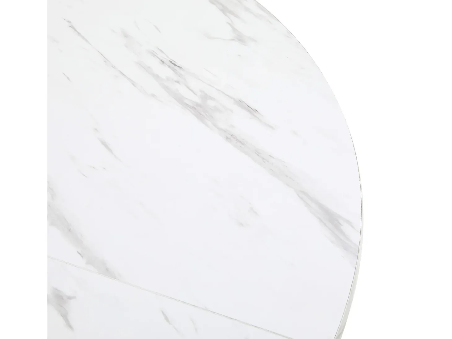 Mesa de comedor redonda para 4 a 6 personas - P 100 x A 75 cm - Madera MDF y metal - Motivo mármol - Blanco + negro