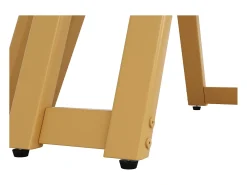 Mesa de comedor redonda para 4 personas, tapa chapada en mármol blanco con patas cruzadas de metal dorado - 100x100x76cm