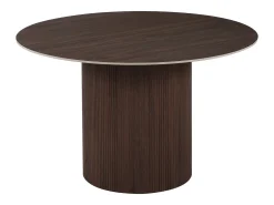 Mesa de comedor redonda para 4 personas - Tablero de cerámica efecto nogal - Natural oscuro - ESME